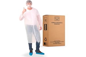 XARA Camice Monouso in Polietilene LDPE - Chiusura a Scatto - Pack 10 - Protezione e Comfort - Impermeabili - Taglia Unica - 146 x 114 CM - Colore Trasparente