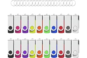 WOOOLKEN Cle USB 16 Go Lot de 20 Clés USB 2.0 Flash Drive Stockage Rotation Disque Mémoire Stick Clé USB Lot 16Go Stockage Données avec Lumière LED,10 Couleurs
