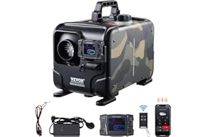 VEVOR Calentador Diésel Horizontal de 8 kW Todo en Uno de 12 V/24 V, Control por Aplicación Bluetooth, Control Remoto y Pantalla Visualización, Alarma de CO, Calentamiento Rápido a Vehículos, Garaje