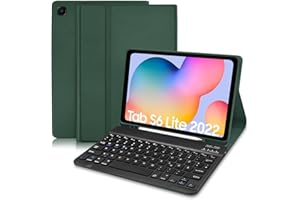 Hofsos Samsung Galaxy Tab S6 Lite Hülle mit Tastatur - Schutzhülle mit Pencil Halter Wireless Tastatur (QWERTZ Deutsches Layout) für Galaxy Tab S6 Lite 10.4“2022/2020(P610/P613/P615/P619), Dunkelgrün