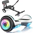 SISIGAD Hoverboard and Kart Bundle, 6.5 inch Self Balancing Scooter with Hoverkart, Hoverboards with LED Lights, Ideal Hover Board for Kids Teenagers Adults