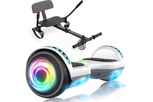SISIGAD Hoverboard and Kart Bundle, 6.5 inch Self Balancing Scooter with Hoverkart, Hoverboards with LED Lights, Ideal Hover Board for Kids Teenagers Adults
