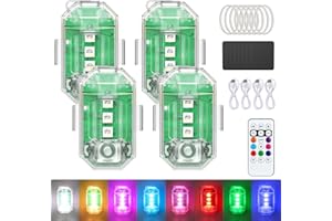 ‎FXLPOWER 4 Stück Drahtloses Auto LED-Blitzlichter Akku mit Fernbedienung, 8 Farben Hochhelle Blitzleuchte für Auto, Drohne, Kinderspielzeug, Kinderwagen, Rollschuhlaufen