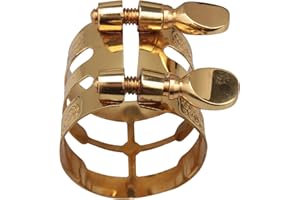 Yibuy Ligature pour saxophone alto à double vis plaqué or