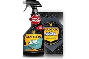 Maddox Detail - Pack Esencial de Limpieza para Cristales de Vehículos | Limpiacristales y Espejos | Elección Ideal para Amantes del Detailing | Kit limpieza coche Glass Cleaner y Multi-Uso Microfiber