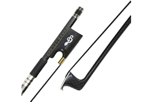 SURVEAL Cabron fiber Violin Bow Natural Black Mongolia Horsetail Tail Carved Ebony Frog Well Balanced (4/4)