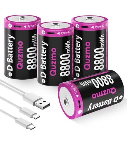 Batteria Ricaricabile Li-Ion Formato D 1,5V 12000 MAh Con Porta USB E Cavo Type-C &ndash; Carica Rapida