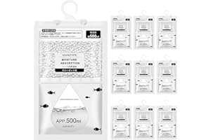 Auktransceler 10 sztuk pochłaniający wilgoć 80 g | Pochłania 500 ml wody | Wiszący osuszacz do szafek, łazienek, samochodów i piwnic | Eliminuje wilgoć, pleśń i zapachy | Bezpieczny dla dzieci