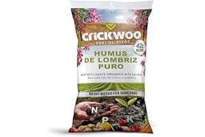 CRICKWOO - Humus de Lombriz para Plantas Puro. El Mejor Abono Natural, 42L / 25KG, Fertilizante Universal Orgánico, Rico en microorganismos efectivos para cualquier tipo de Cultivo