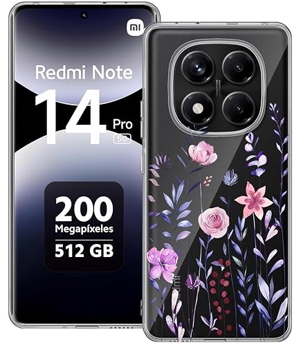 ChoosEU Trasparente Custodia per Xiaomi Redmi Note 14 Pro 5G Sottile TPU Silicone Cover Disegni Colorate Fiore Fiori Motivo per Ragazza Donne Antiurto Protettiva Case Morbido Custodie - Sakura Rosa