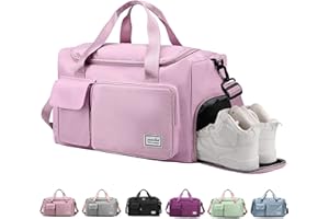 RainFlowwer Travel Duffel Bag Women Men,Sports Gym Bag with Shoes Compartment,Waterproof Travel Bag Overnight Bag with Dry Wet Separated Pocket,Carry Luggage Bag Weekender,Sports,Gym,Travel (Purple)