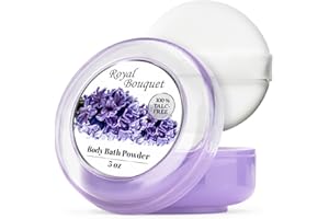 R-NEU Confezione da 1 polveri per il corpo da donna con pouf 100% senza talco, royal bouqet polvere profumata, dopo il bagno per pelle morbida, extra large, (5 once)
