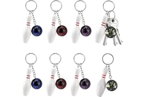 LONIMIA Mini Bowling, 8 portachiavi da bowling, portachiavi da bowling, per amici, bambini, feste sportive, regali, pendenti