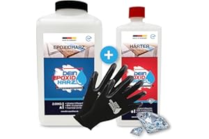 LONGFAIR Strato spesso – Resina epossidica con indurente | Set da 3 kg | Qualità professionale, ultra trasparente & inodore | 10 cm in una sola ghisa + guanti protettivi