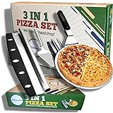 Pizza Cutter,Pizza Peel Set - Improved Design-Pizza Shovel-Pizza Server-14 inch Pizza Rocker-.Stainless Steel/Dish Wash Proof