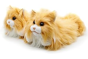 Onmygogo Damskie kapcie domowe do wnętrz, rozmyte, zimowe zwierzątko, kot plsch Soft Kitty, uroczy kot z dużymi oczami