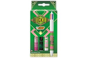 BIC Stylo 4 Couleurs Décors Édition Limitée Noël Wicked, Stylo à Bille Collectionneur - Couleurs Assorties, Étui de 4