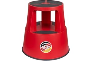 WEDO Taboret na kółkach Super Step – wytrzymały taboret ze stałego tworzywa sztucznego, certyfikat TÜV/GS zgodnie z normą UE EN 14183-F, antypoślizgowy i zwijany, wyprodukowano w Niemczech, wysokość