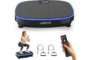 JOROTO JV50/JV60 Plataforma Vibratoria 4D para Hogar, con 3 Motores, 10 Programas & 120 Niveles, Altavoz Bluetooth, Luces LED para Entrenamiento Corporal Completo, Capacidad de Carga Máxima de 158KG