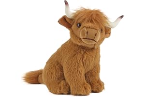 Living Nature Vaca Highland, Juguete de granja suave y realista, peluche ecológico Naturli, 16 cm