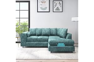 GAMZO OUTLET Elegant Stout Right Hand L- Shaped Corner Scattered Back Multi-coloured Alaska Premium Fabric Sofa Comfy Cushions Home Furnishings for Moderate to Spacious Living Room Furniture Colour-Light Grey