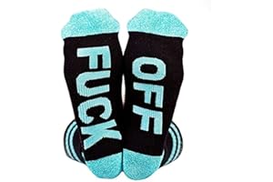 Himozoo Unisex FUCK OFF Socks Funny Casual Cotton Ribbed Knit Half Crew Socks Novelty Gifts for Women Men
