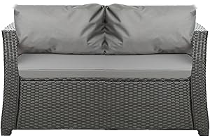 Setgarden® Coussin d'extérieur pour banc de jardin en rotin synthétique - Coussin d'extérieur - Pour balancelle - Gris clair - 110 x 50 x 50 cm