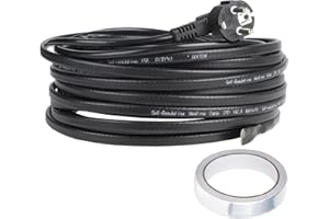 CPROSP 12m Cable Calefactor con Termostato 250V 24W/m, Cable Calefactor con Toma de Tierra, Evita la Congelación de Tuberías de Agua, Fregaderos y Plantas