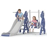 Froadp 4 in 1 Freestanding Slide for Children Slide Toy with Basketball Basket and Swing for Indoor and Outdoor Children's Sl