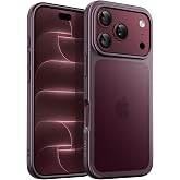 JETech Matte iPhone 18 Pro Case, Dark Cherry | Frosted Translucent Back, Military Grade Drop Protection, Anti-Fingerprint, No