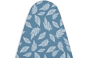 ENCASA XO Encasa Homes di ricambio Copri asse da stiro con imbottitura in feltro da 3 mm, coulisse di serraggio (si adatta a schede Medium di 125 x 39 cm) riflettente al calore, stampato - Grandi foglie blu