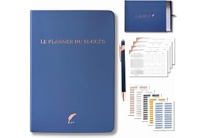 LAURYA Planner Français de productivité, Semainier, Planning annuel mensuel journalier,agenda non daté, coffret cadeau stickers affirmations positives, to do list, bullet journal pre rempli (4 mois)