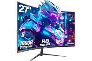 Gawfolk Monitor Gaming Curvo 27" 180Hz | Schermo FHD 1800R | AMD FreeSync | Protezione Occhi | HDMI/DP