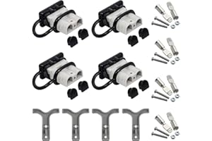 GTIWUNG 4 Pezzi Connettore di Batteria 50A 600V con Manico, Batteria a Connessione Rapida Cavo di Cablaggio 6-8AWG, Connettore di Alimentazione per Auto, Winch Trailer Verricello, Grigio