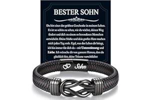 EYQV Geschenk für Männer, Lederarmband für Papa Bruder Sohn Enkel Neffen Onkel Meinen Mann Patenonkel, Geschenkideen zum Geburtstag Vatertag Herrentag Jahrestag Weihnachten Valentinstag Jubiläum