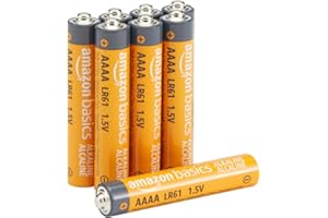 Amazon Basics - Paquete de 8 pilas alcalinas AAAA de alto rendimiento, 1,5 voltios, vida útil de 3 años