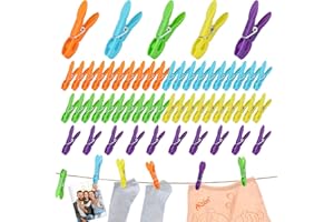 FARNIRVANA 50 Pcs Pinces a Linge Antiglissantes, Pinces à Linge en Plastique, Pinces Clips, Clip de Brise-Vent, Epingle a Linge en Plastique, Pinces à Linge antidérapantes pour Corde à Linge ou séchoir à Linge