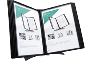 TARIFOLD Schreibtisch-Referenz- und Anzeigesystem, 10 doppelseitige Polypropylentaschen, schwarz gerahmt, Briefgröße (EZD771)