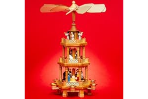 SIKORA Klassische Holz Weihnachtspyramide mit 3 Etagen Pyramide Weihnachten Deko Weihnachtsdekoration - P34