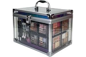 bonvoyage, Coffret Maquillage Femme avec Rouge à Lèvres, Ombres à Paupières, Blush, Set de Manucure et Pédicure, Malette Transparente Portable et Légère, Colour Delights