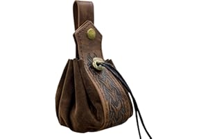 HiiFeuer Custodia Con Coulisse in Ecopelle Medievale, Portamonete Portatile Retrò Nordico, Borsa da Cintura Vintage per Dadi per LARP Ren Faire