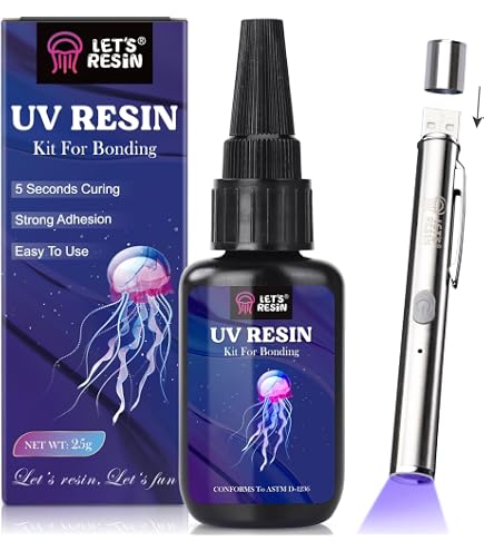 Kit Colle UV 60g Avec Lampe Rechargeable 395nm | Durcissement Ultra-Rapide 5s | Parfait Pour Bijoux, Verre, Plastique, Réparations DIY