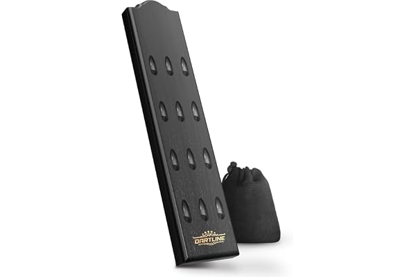DARTLINE Porte-fléchette Mural en Bois pour 12 fléchettes - Support Mural pour fléchettes Acier et Soft - Accessoire Darts de qualité (Noir, Forme Allongé)