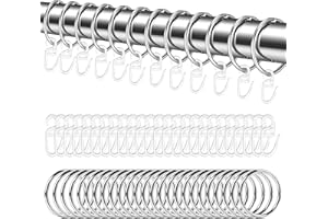 Littlegaofeithing 48 Stück Vorhangringe Silber aus Metall und Gardinenhaken, 30 mm Innendurchmesser, für Duschvorhänge, Vorhänge, vom Boden bis zur Decke (Silber)