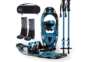 G2 GO2GETHER G2 21/25/30 Inches Light Weight Snowshoes for Women Men Youth, Set with Trekking Poles, Tote Bag, Gaiters,Special Fast Ratchet Binding, Orang/Blue/Red Available