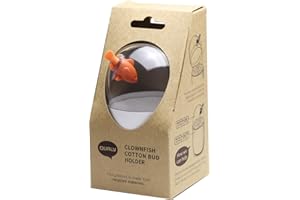 QUALY Bastoncillo de Algodón Pez, Recipiente Blanco Pescado Naranja, ca. Ø 7 x 11 cm