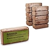 yayago Humus Brick – 10x Coconut Soil – 90 Litres Pressed Potting Soil Made from Coir Fibre – Peat-Free Unfertilised – 100% N