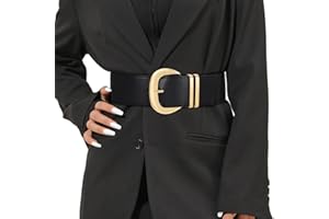 JASGOOD Women Wide Elastic Waist Belt for Dresses Fashion Ladies Stretchy Leather Waistband with Gold Buckle