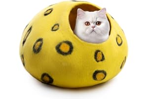 Woolygon - Cats of The Wild Series - Katzenhöhle aus Wolle, handgefertigt aus 100% Merinowolle, umweltfreundliche Filz-Katzenhöhle für Indoor-Katzen und Kätzchen
