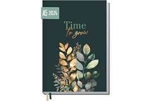 ‎HÄFFT Chäff-Timer Classic Kalender 2024 A5 [Shiny Leaves] mit 1 Woche auf 2 Seiten | Terminplaner, Wochenkalender, Organizer, Terminkalender mit Wochenplaner | nachhaltig & klimaneutral